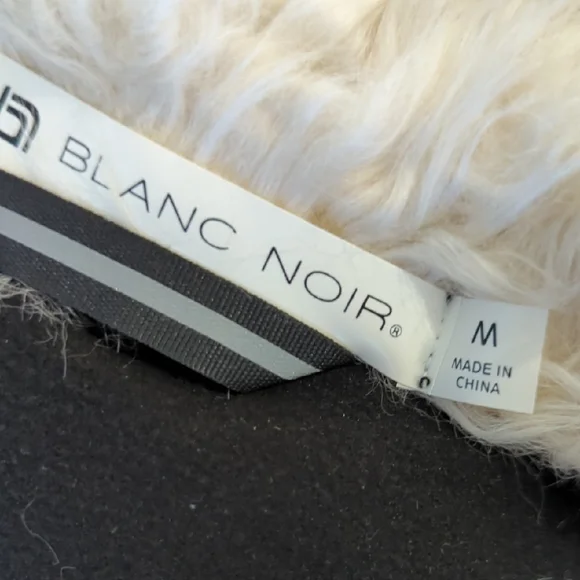 Blanc Noir Moto Aviator Black Puffer Jacket with Cream Faux Fur - Picture 9 of 13